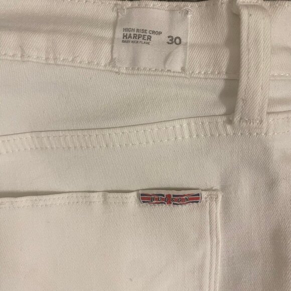 Hudson “Harper” High Rise Crop Baby Kick Flare Jeans – White – Size 30 - Picture 10 of 10